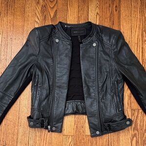 BCBG Black Leather Moto Jacket